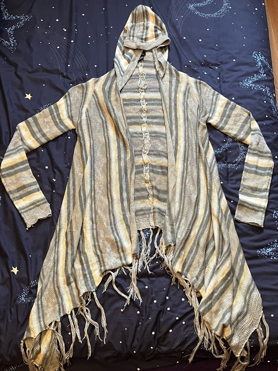 Rue21 Tops - Sz S Rue 21 Striped Hooded Fringe Cardigan